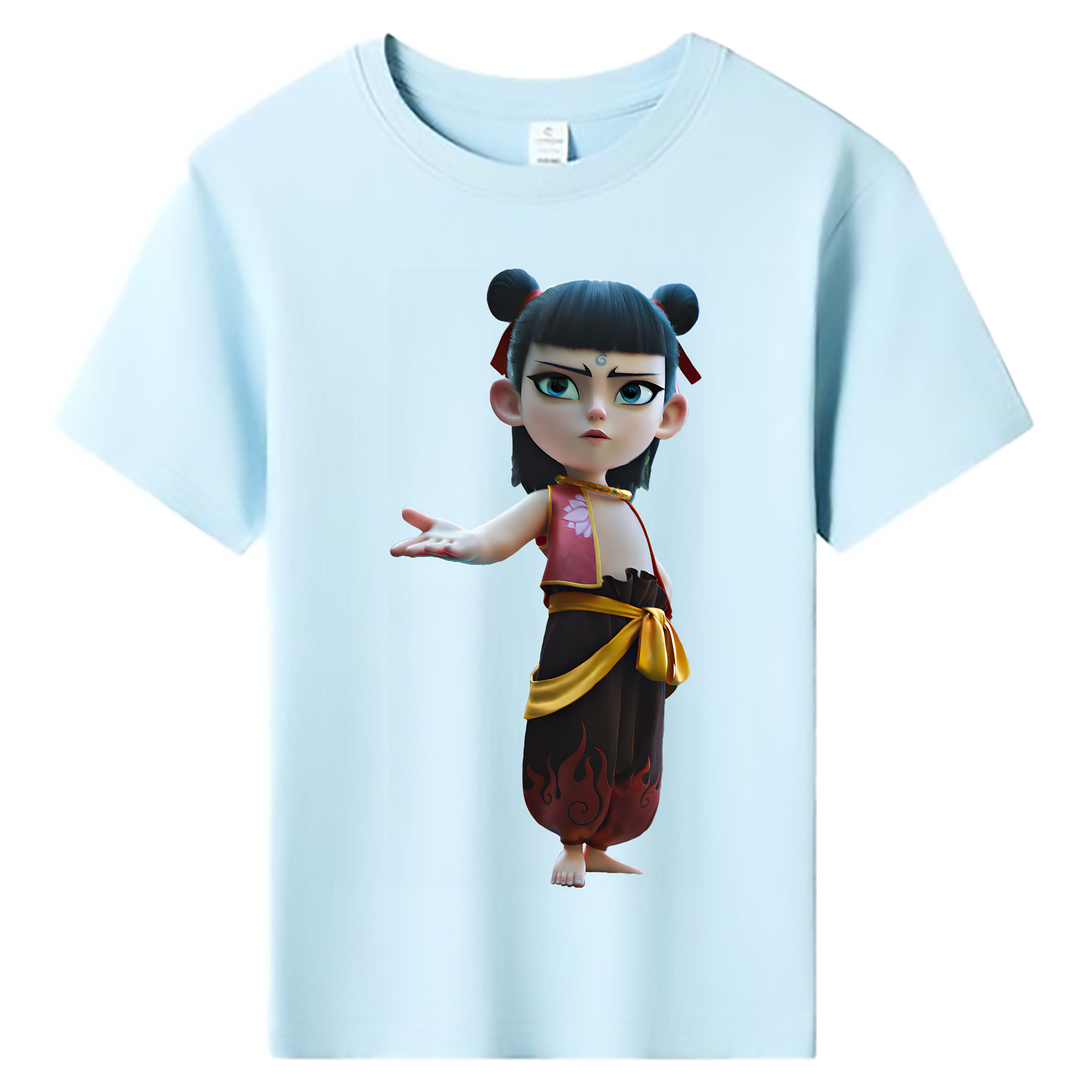 （画像用） Ne Zha 2 ナタ 魔童の大暴れ 綿100％キッズTシャツ（フロントプリント）